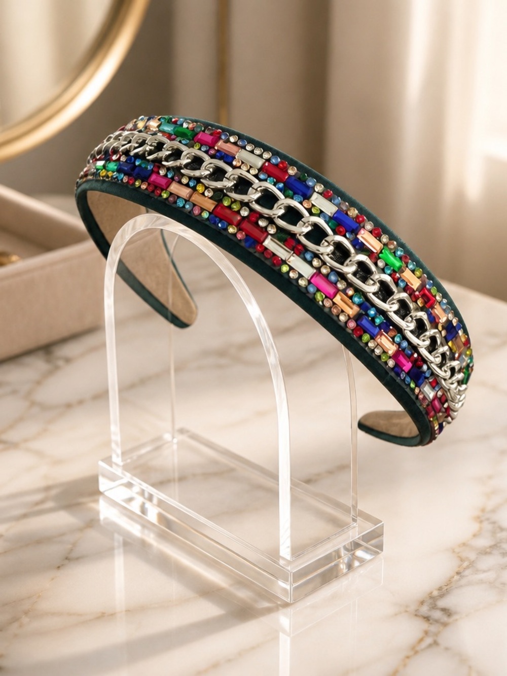 Embellished Multicolor Chain Headband